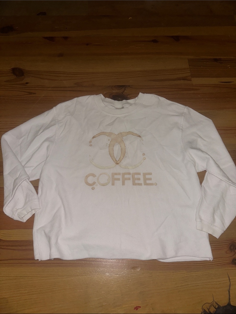 White Long Sleeve Coffee Graphic Tee